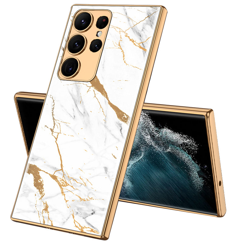 GKK For Samsung Galaxy S23 Ultra Tempered Glass Phone Case TPU PC Anti-Scratch Pattern Printing Electroplated Cover GKK For Samsung Galaxy S23 Ultra Tempered Glass Phone Case TPU PC Anti-Scratch Pattern Printing Electroplated Cover
